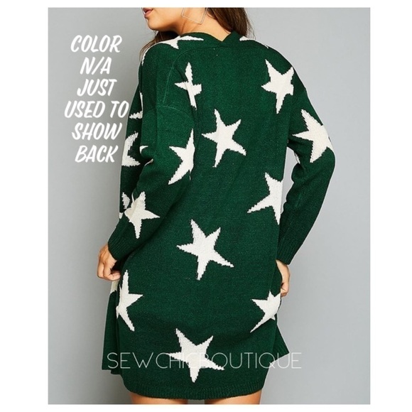 Heather Gray Star Knit Long Open Cardigan - Picture 3 of 7